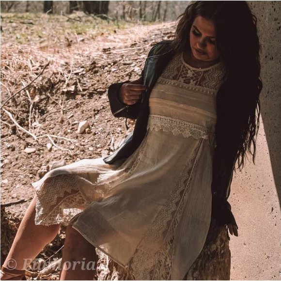 SALE A'reve handmade lace detailed asymmetric dress cream - Picture 8 of 8